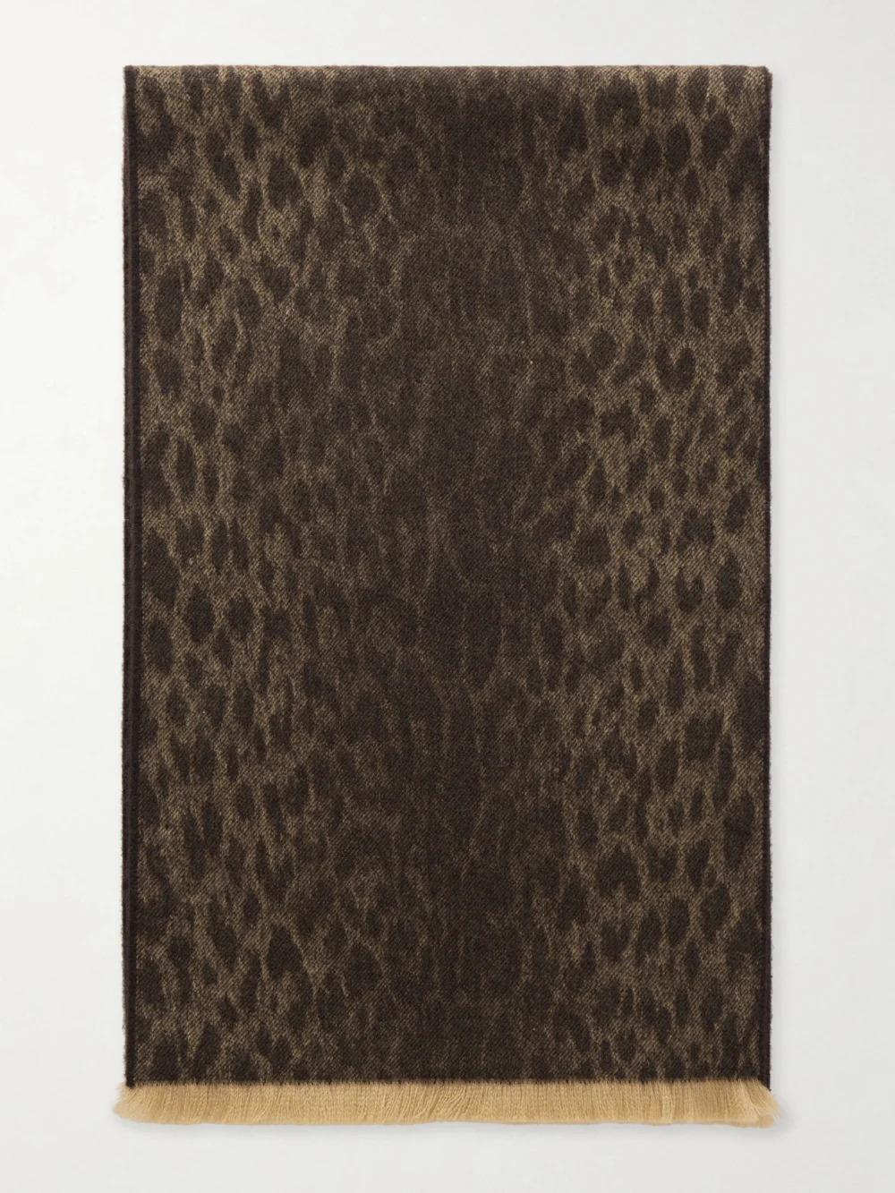 Gucci Frayed Logo and Leopard-jacquard Wool Scarf in brown