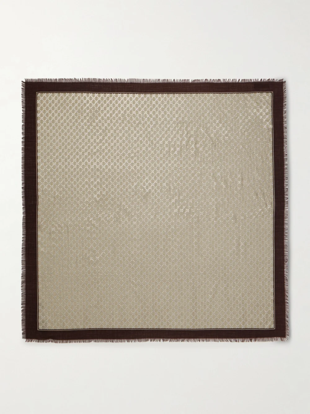 Gucci Frayed Metallic Wool-jacquard Scarf in beige