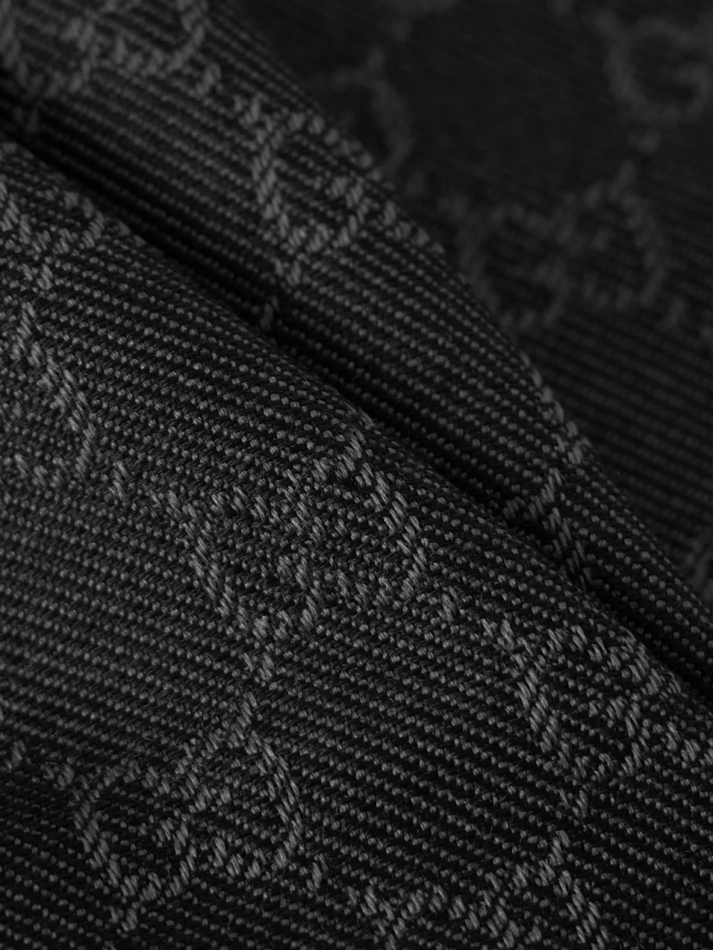 Close-up detail of the Gucci Frayed Wool-jacquard Scarf