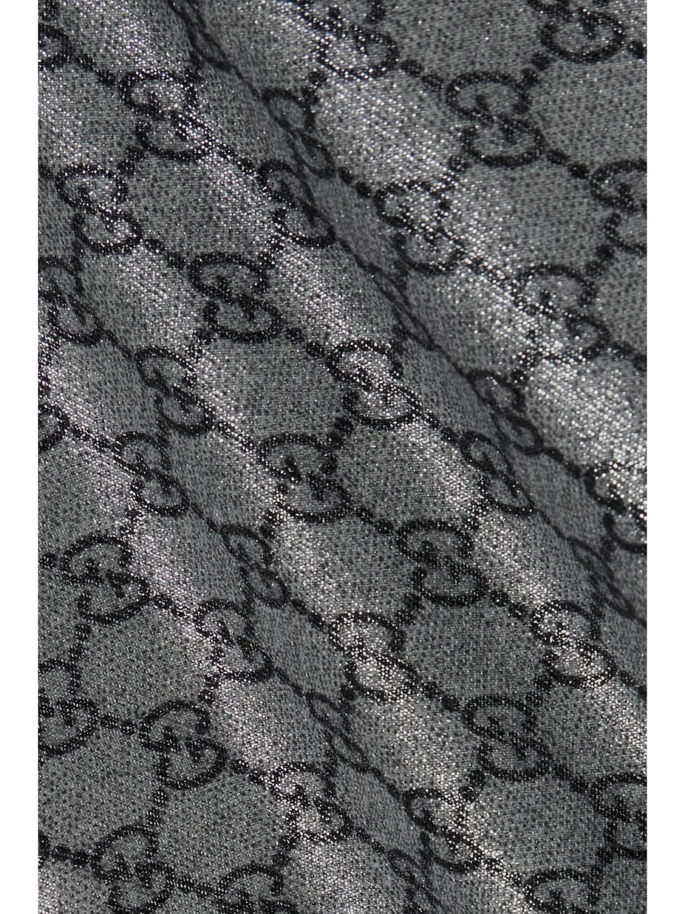 Close-up detail of the Gucci Fringed Metallic Wool-jacquard Scarf