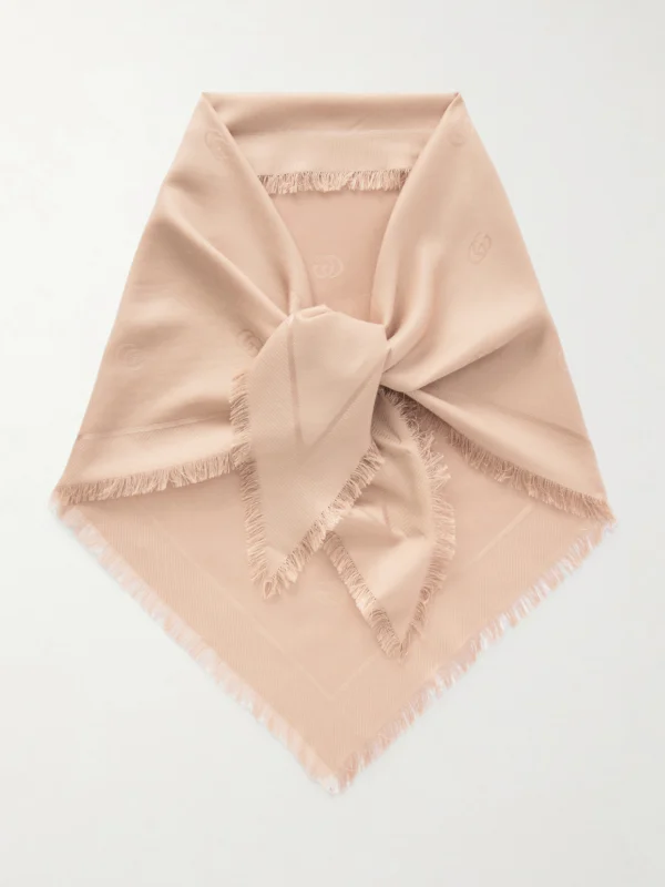 Gucci Fringed Silk and Wool-blend Scarf