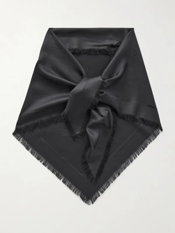 Gucci Fringed Silk and Wool-blend Scarf