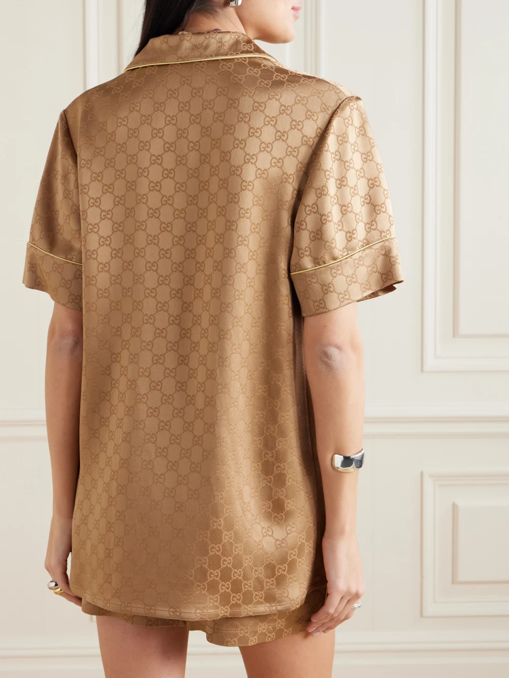 Back view of the Gucci Gg Hammered Satin-jacquard Shirt