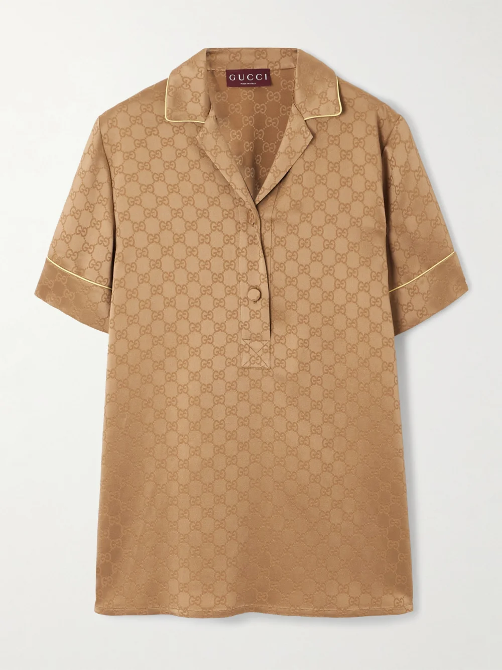 Gucci Gg Hammered Satin-jacquard Shirt in brass
