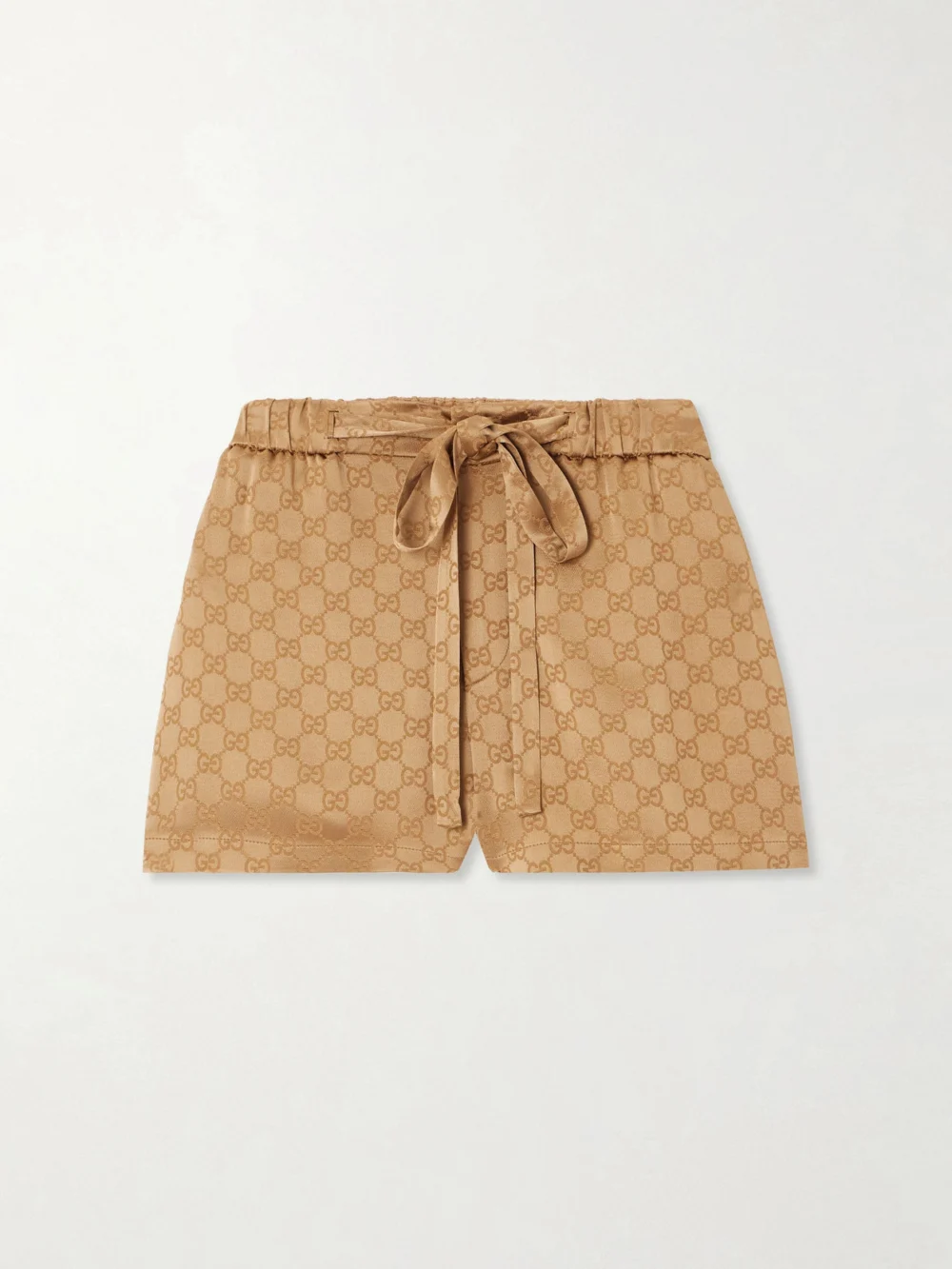 Gucci Gg Hammered Satin-jacquard Shorts in brass