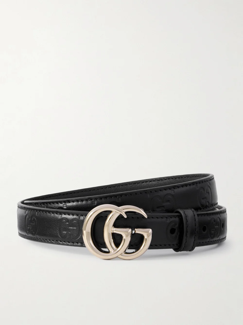 Gucci Gg Marmont 2.0 Debossed Leather Belt in black