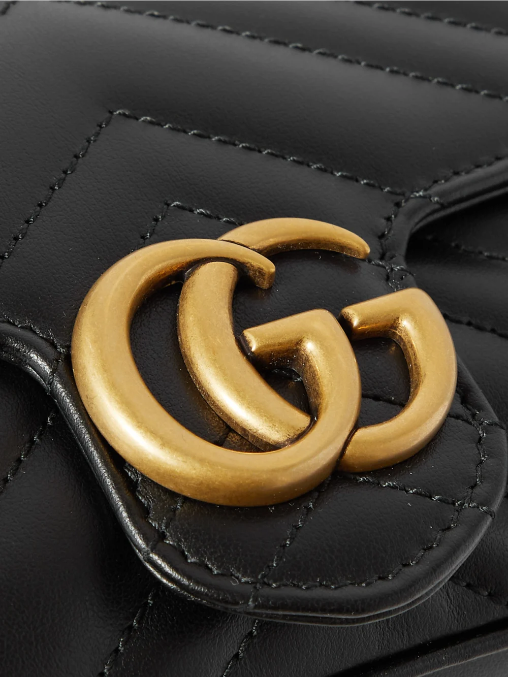 Close-up detail of the Gucci Gg Marmont 2.0 Matelassé Leather Shoulder Bag