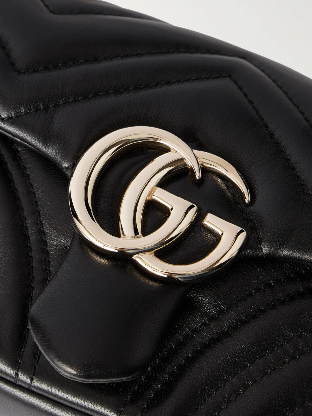 Close-up detail of the Gucci Gg Marmont 2.0 Quilted Leather Shoulder Bag