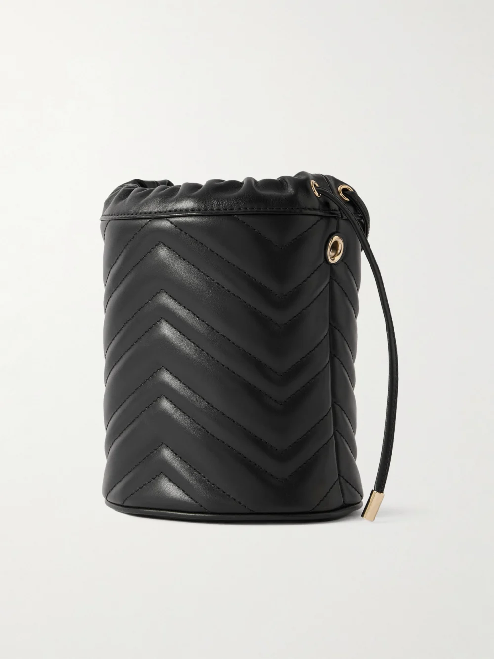 Back view of the Gucci Gg Marmont Mini Matelassé Leather Bucket Bag