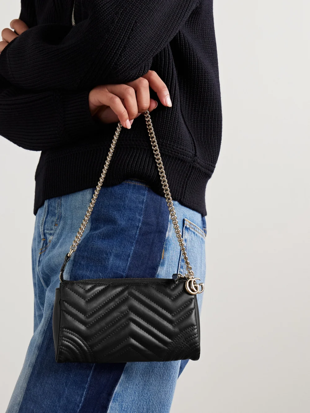 Gucci Gg Marmont Mini Matelassé Leather Shoulder Bag, styled view