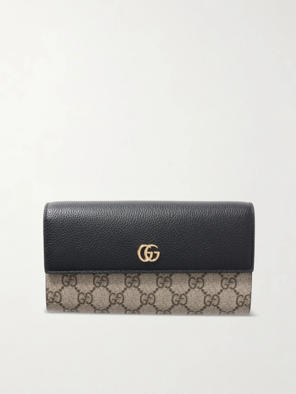 Gucci Gg Marmont Petite Leather-trimmed Coated Canvas-jacquard Shoulder Bag in black