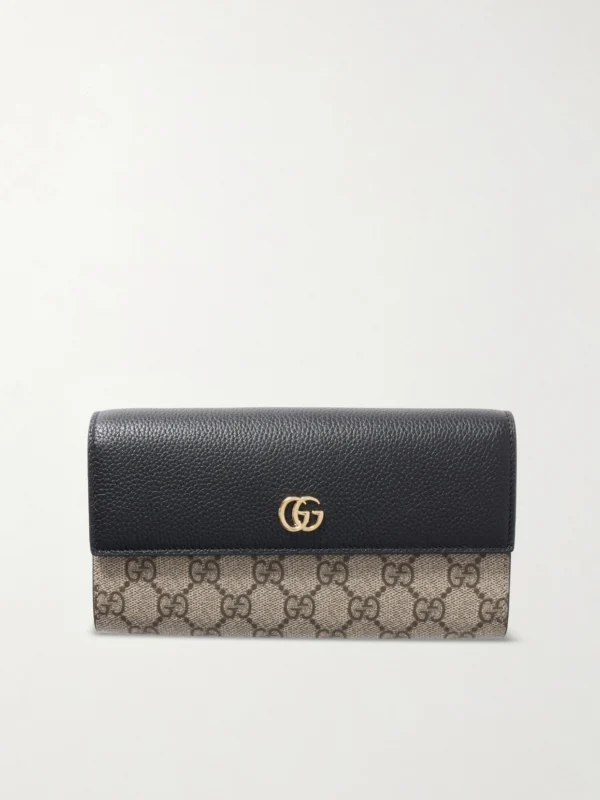 Gucci Gg Marmont Petite Leather-trimmed Coated Canvas-jacquard Shoulder Bag