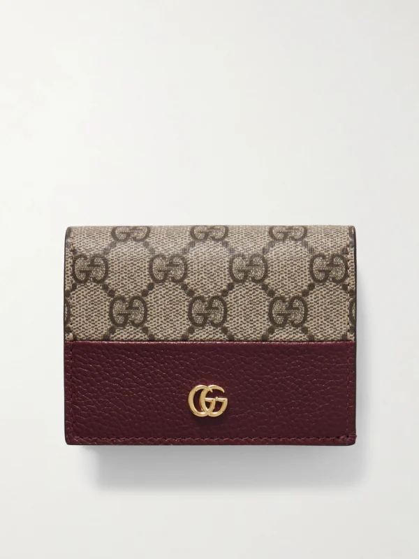 Gucci Gg Marmont Petite Textured-leather and Printed Coated-canvas Wallet