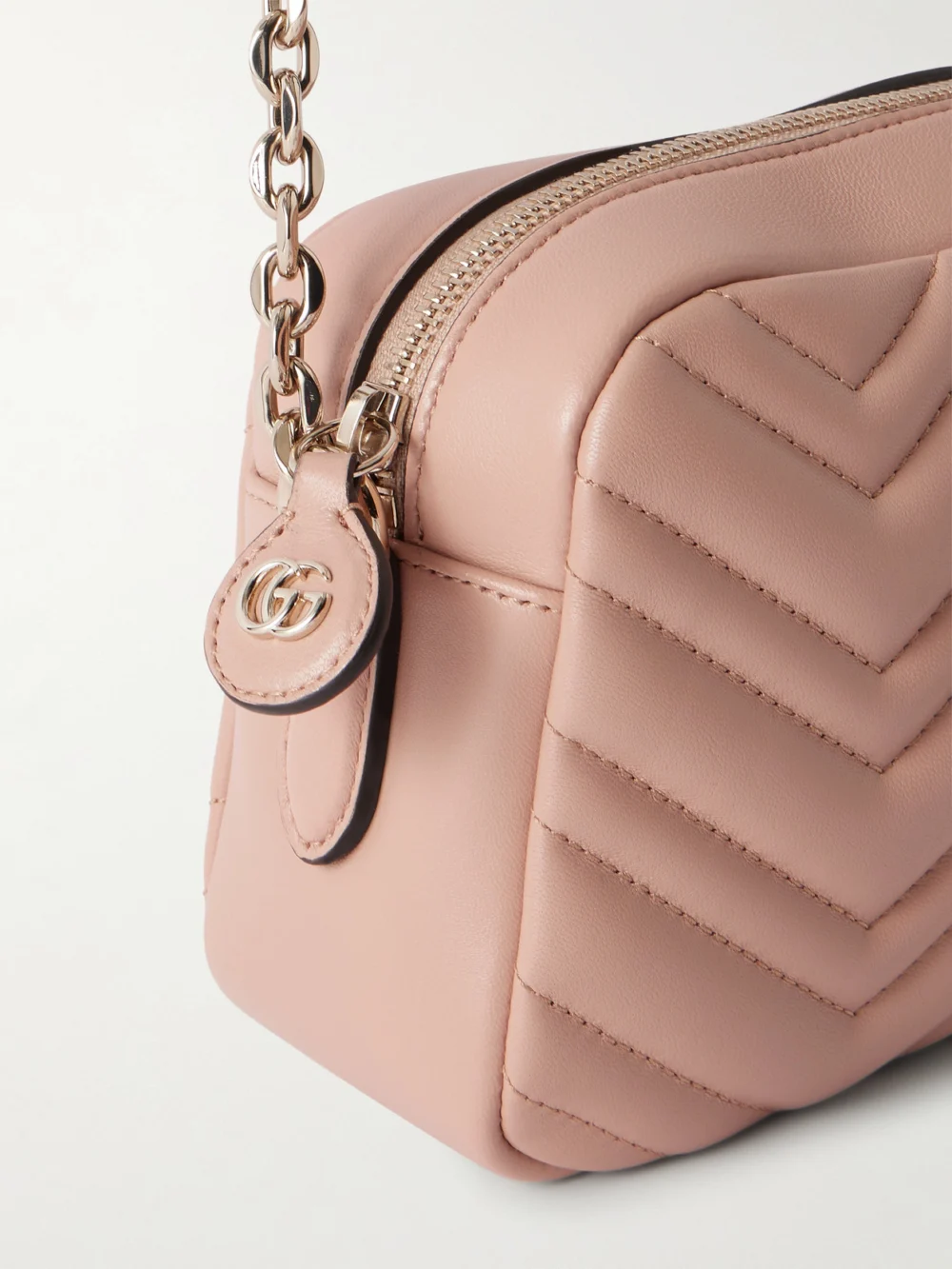 Close-up detail of the Gucci Gg Marmont Quilted Leather Shoulder Bag