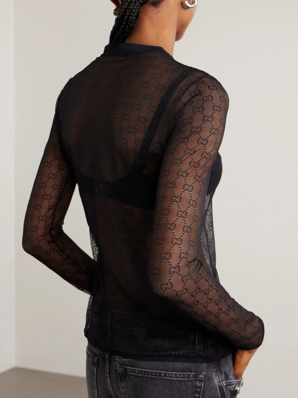 Back view of the Gucci Gg Stretch-lace Top