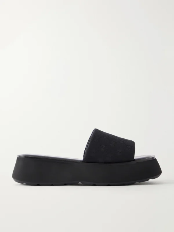 Gucci Gg Supreme-jacquard Leather-trimmed Canvas Platform Slides