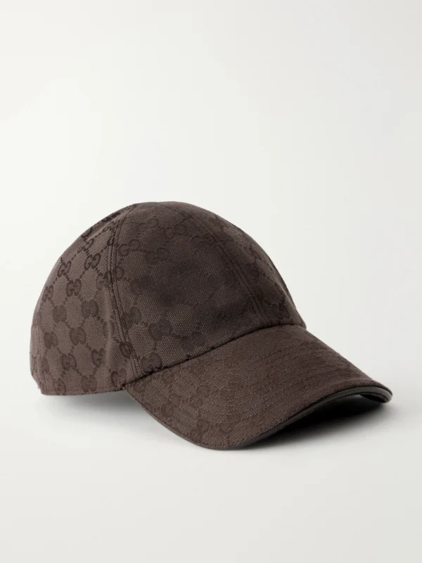 Gucci Gg Supreme Leather-trimmed Canvas-jacquard Baseball Cap