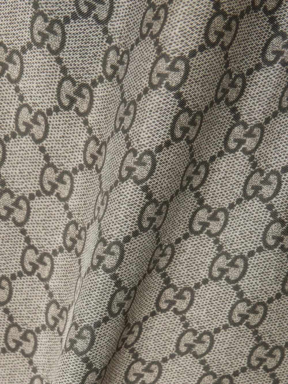 Close-up detail of the Gucci Gg Supreme Printed Silk-twill Shorts