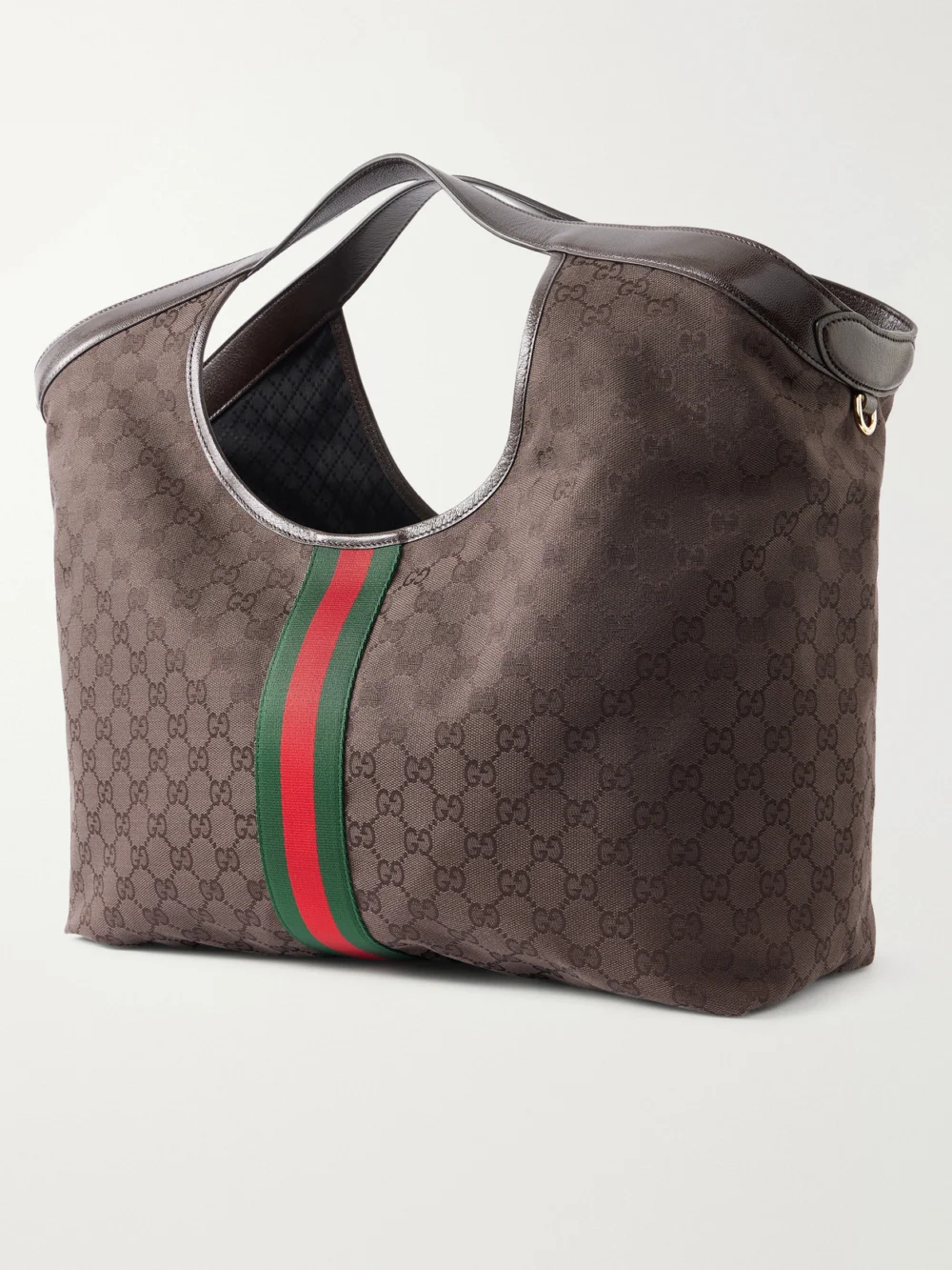 Back view of the Gucci Giglio Leather-trimmed Canvas-jacquard Tote