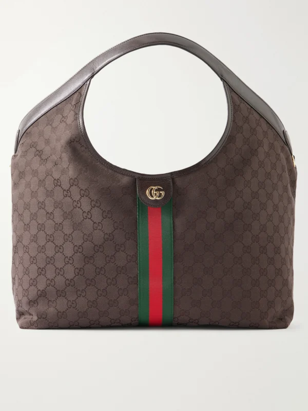 Gucci Giglio Leather-trimmed Canvas-jacquard Tote