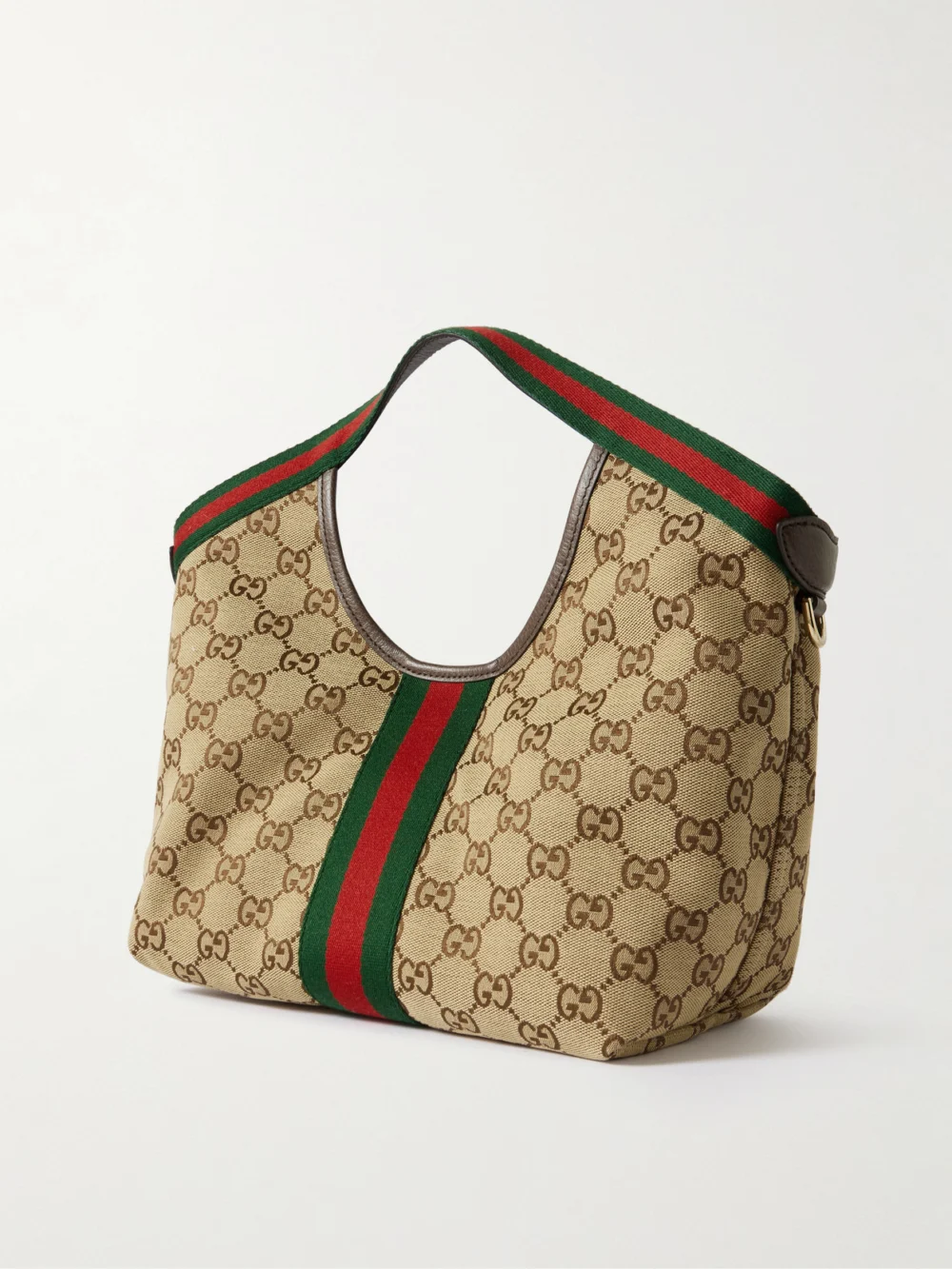 Back view of the Gucci Giglio Small Leather-trimmed Canvas-jacquard Tote