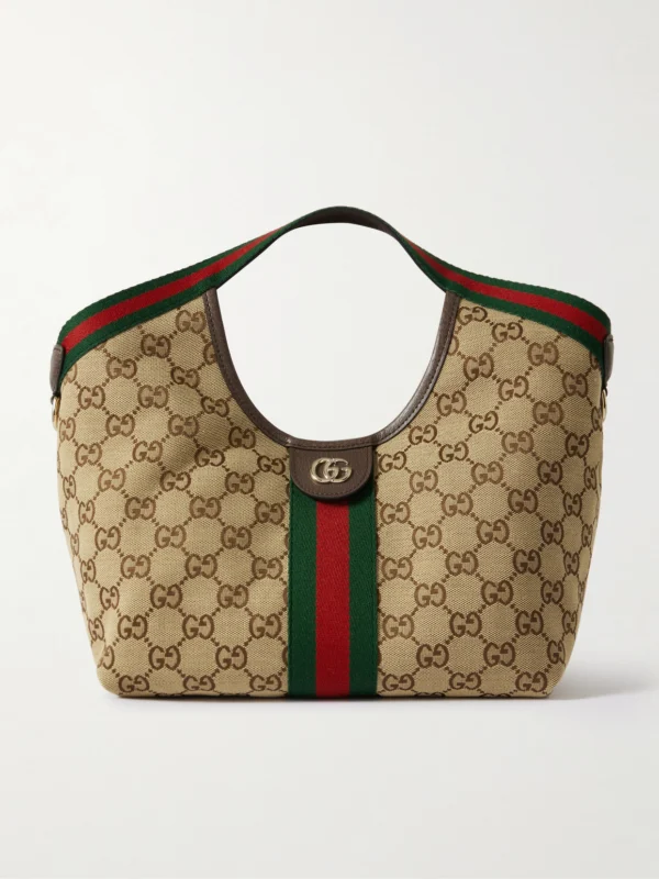 Gucci Giglio Small Leather-trimmed Canvas-jacquard Tote