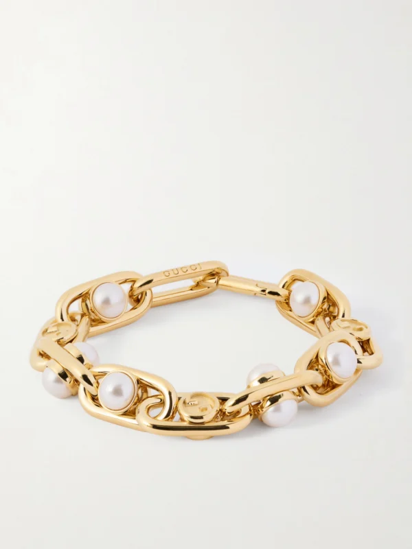 Gucci Gold-tone Pearl-like Bracelet