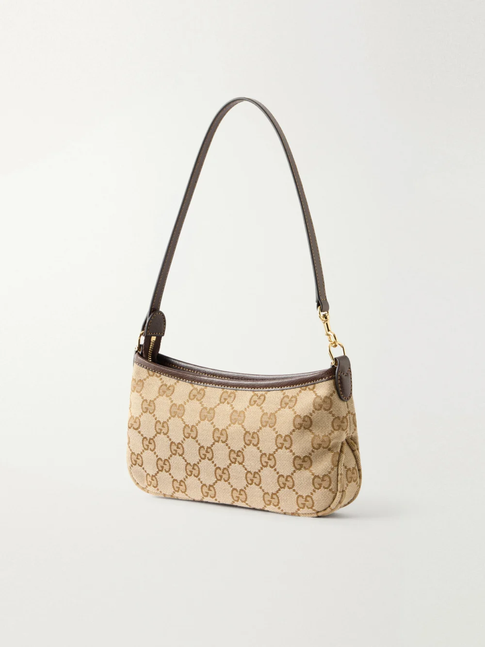 Back view of the Gucci Gossip Mini Leather-trimmed Coated Canvas-jacquard Shoulder Bag