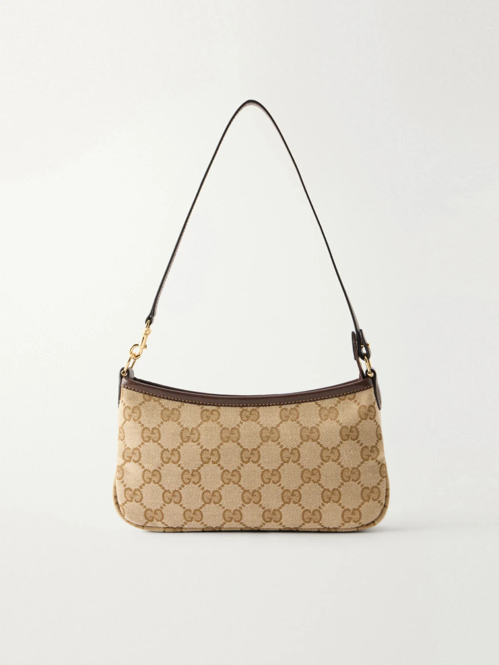 Gucci Gossip Mini Leather-trimmed Coated Canvas-jacquard Shoulder Bag in beige