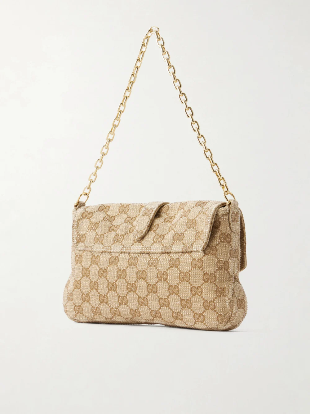 Back view of the Gucci Gucci Aperitivo Crystal-embellished Canvas-jacquard Shoulder Bag