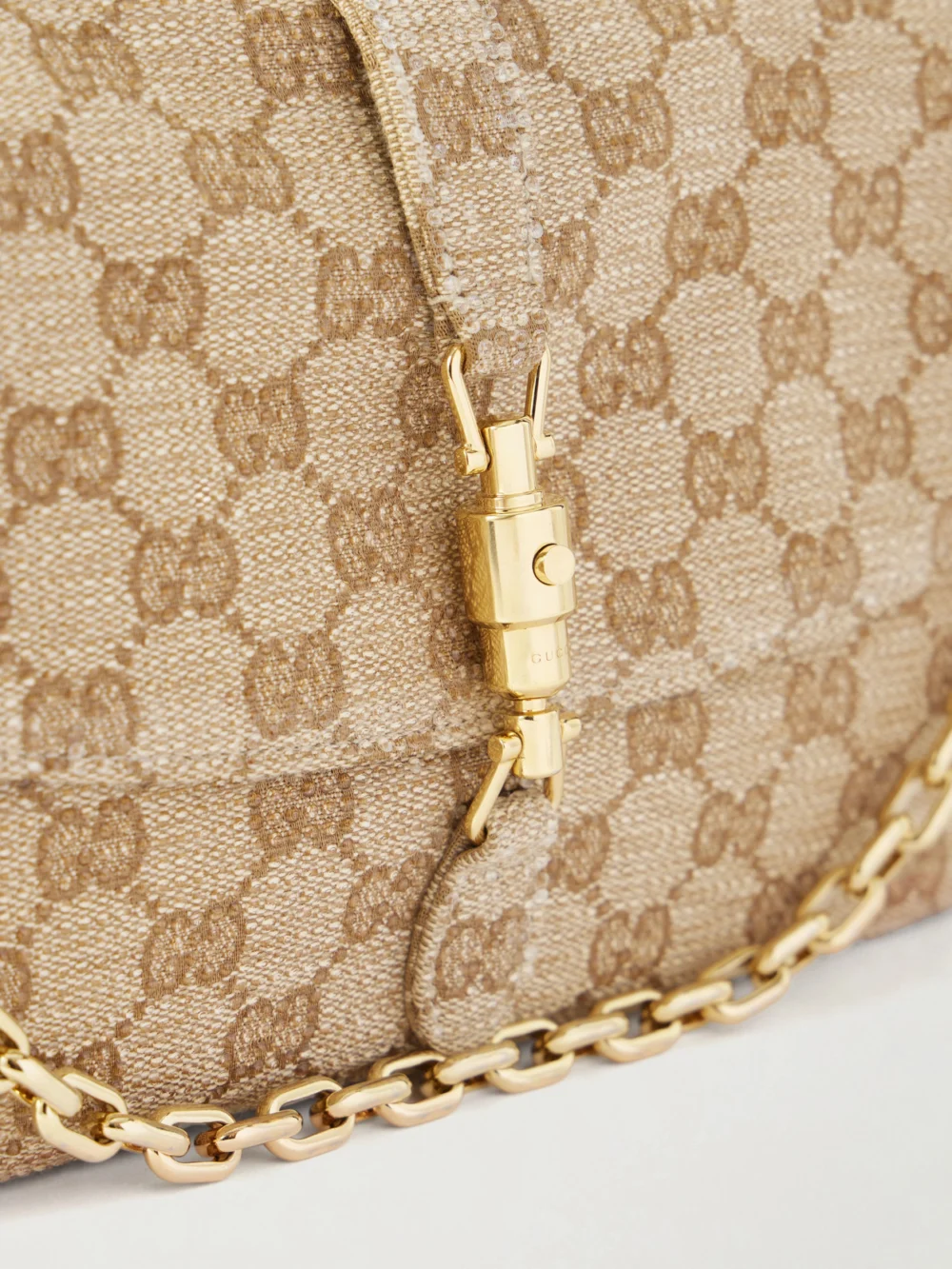 Close-up detail of the Gucci Gucci Aperitivo Crystal-embellished Canvas-jacquard Shoulder Bag