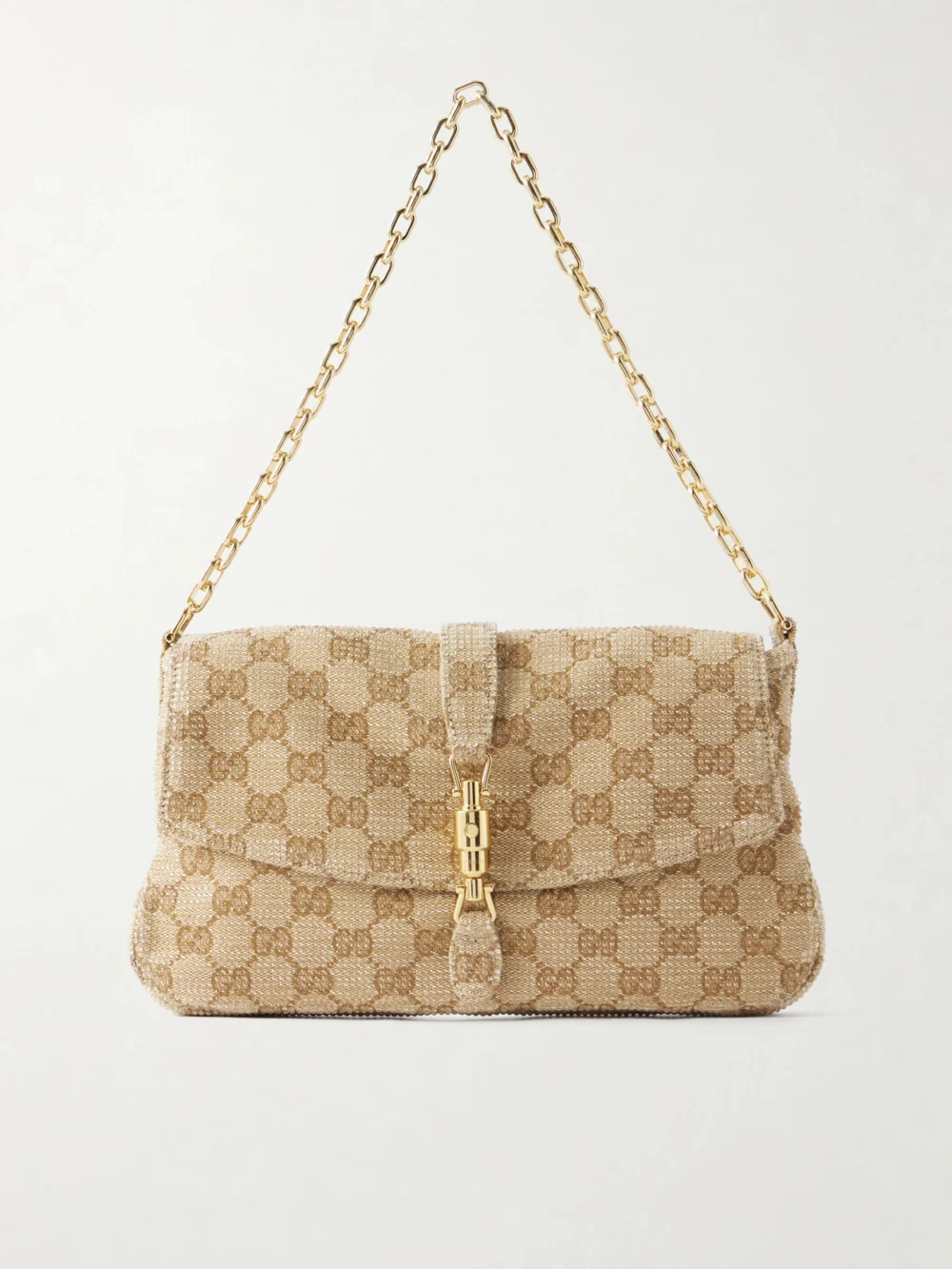 Gucci Gucci Aperitivo Crystal-embellished Canvas-jacquard Shoulder Bag in gold