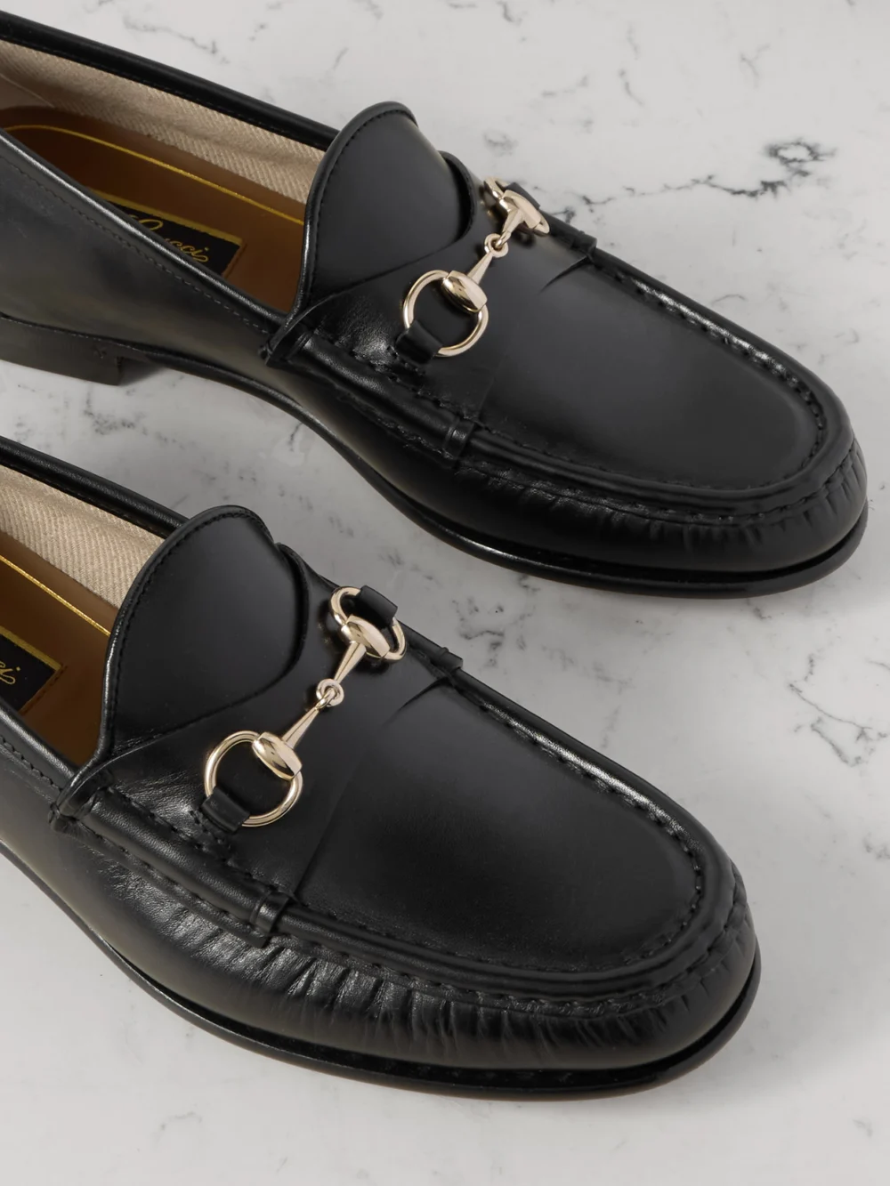 Close-up detail of the Gucci Horsebit 1953 Leather Loafers