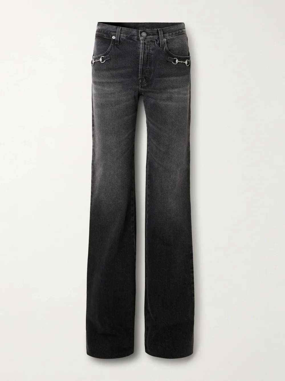 Gucci Horsebit-detailed Low-rise Bootcut Jeans in dark gray