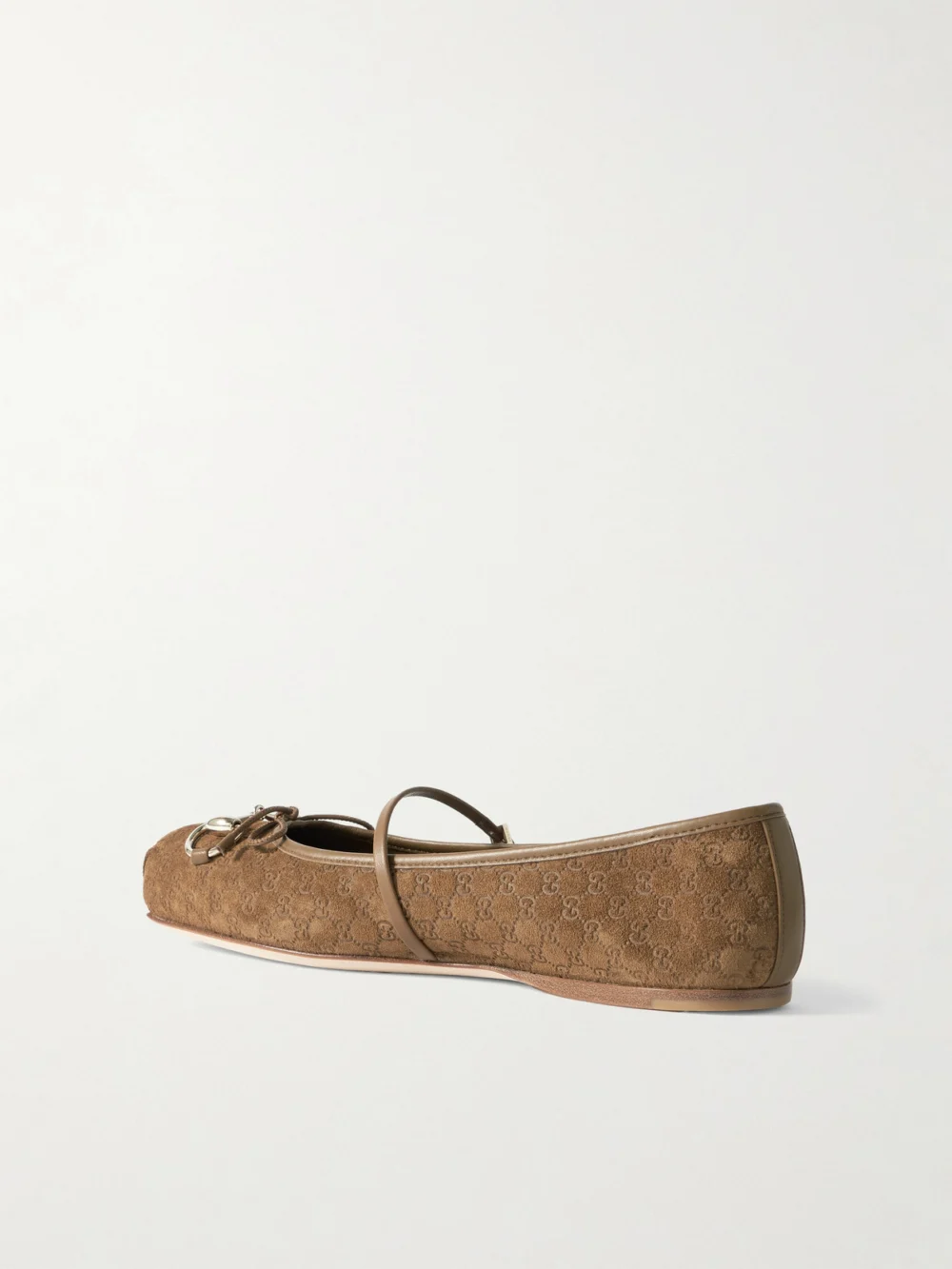 Back view of the Gucci Horsebit-detailed Suede Ballet Flats
