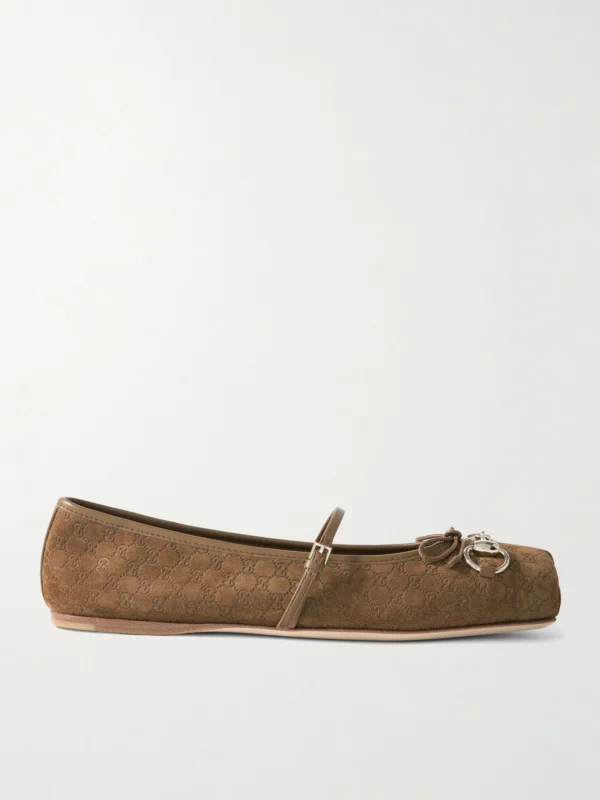 Gucci Horsebit-detailed Suede Ballet Flats
