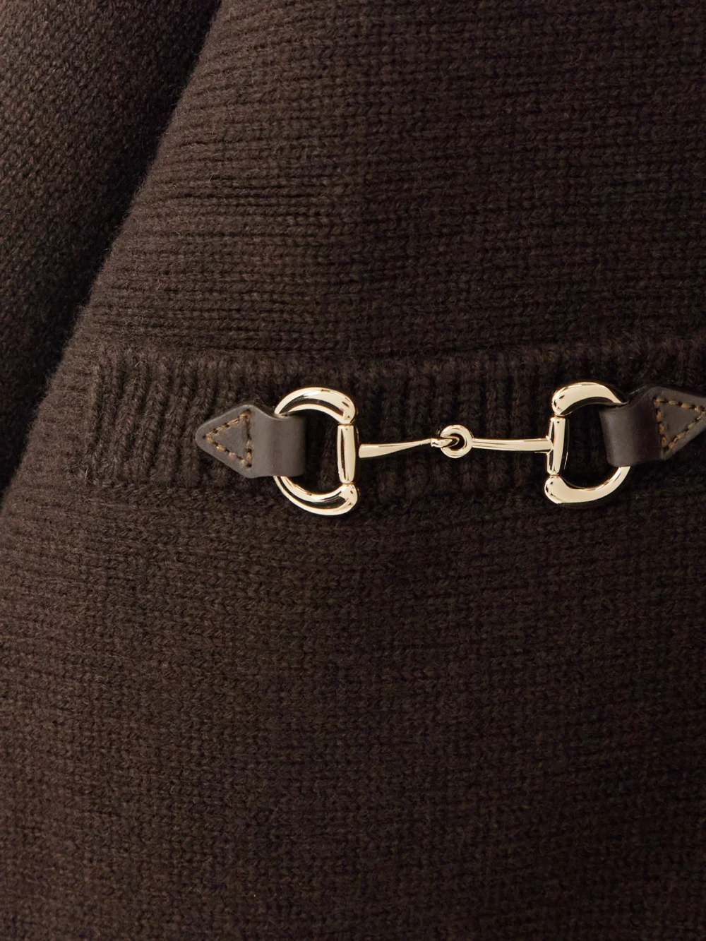 Close-up detail of the Gucci Horsebit-detailed Wool and Cashmere-blend Turtleneck Sweater