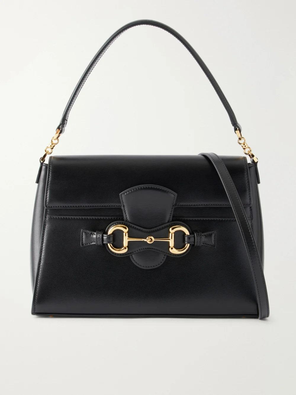 Gucci Horsebit Duomo Leather Shoulder Bag in black
