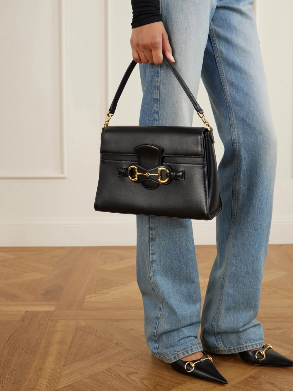Gucci Horsebit Duomo Leather Shoulder Bag, styled view