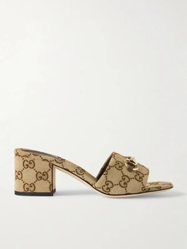 Gucci Horsebit-embellished Canvas-jacquard Mules