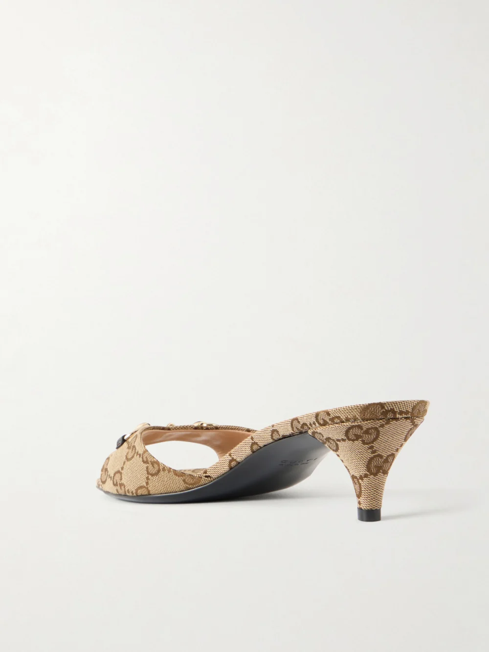 Back view of the Gucci Horsebit-embellished Canvas-jacquard Sandals