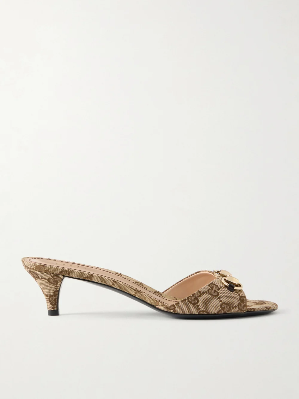 Gucci Horsebit-embellished Canvas-jacquard Sandals in beige
