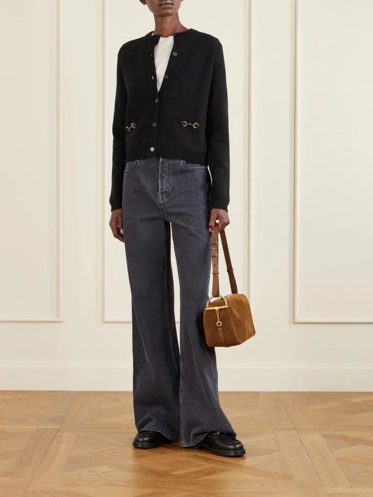 Gucci Horsebit-embellished Leather-trimmed Wool and Cashmere-blend Cardigan