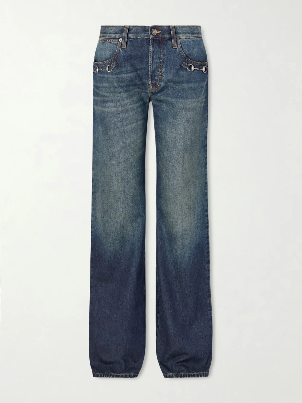 Gucci Horsebit-embellished Mid-rise Wide-leg Jeans in blue