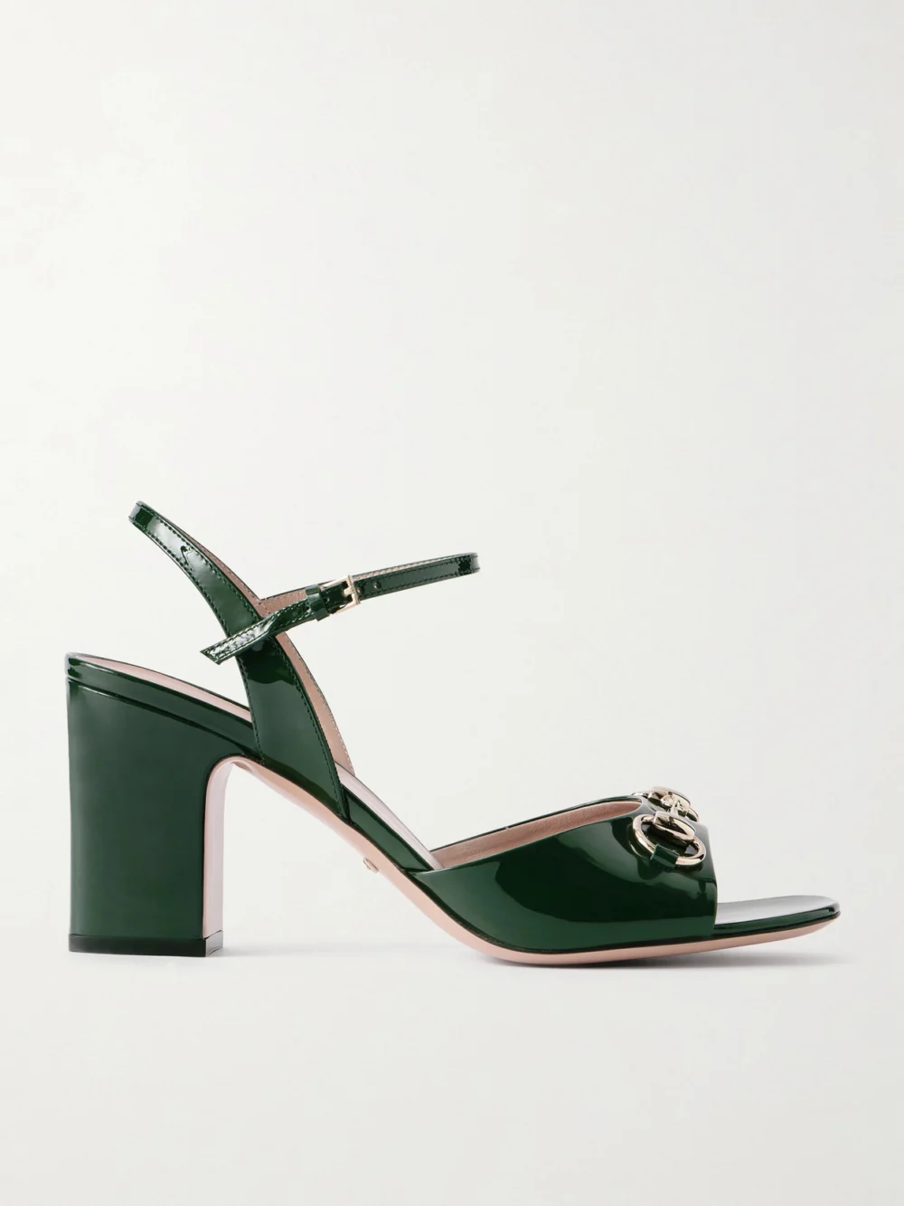 Gucci Horsebit-embellished Patent-leather Sandals in green