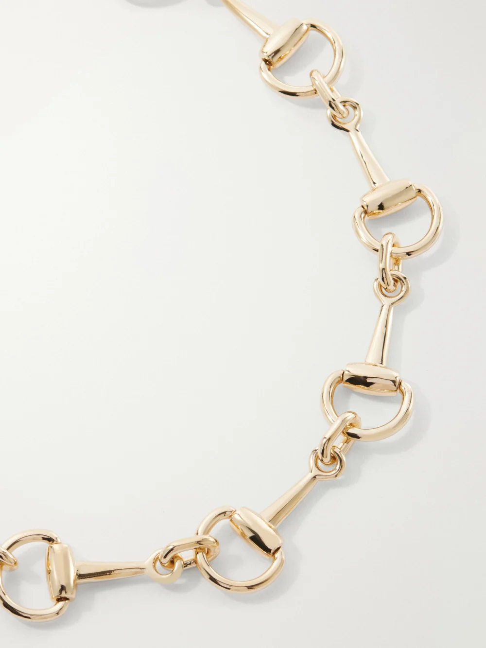Close-up detail of the Gucci Horsebit Gold-tone Necklace