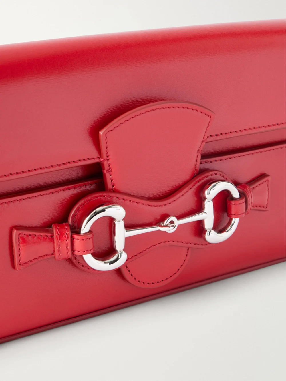 Close-up detail of the Gucci Horsebit Ristretto Embellished Leather Shoulder Bag