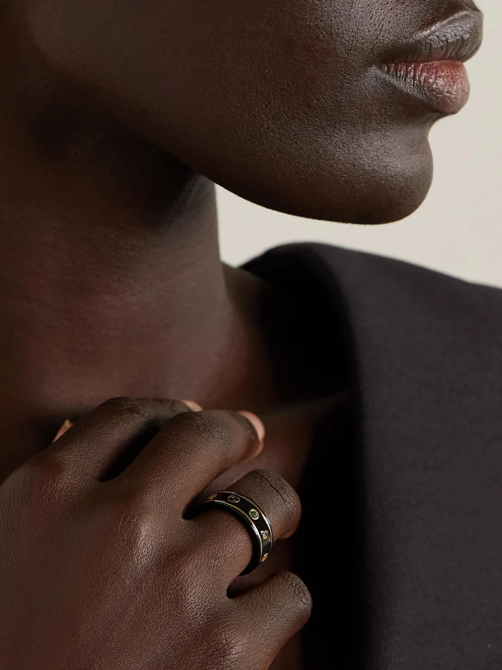Gucci Icon 18-karat Gold Topaz Ring, styled view