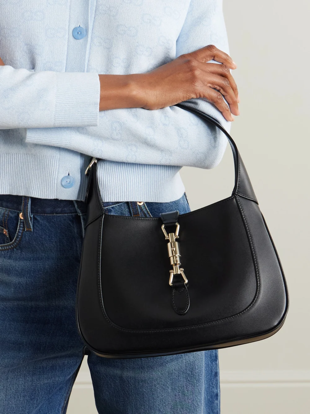 Gucci Jackie 1961 Leather Shoulder Bag, styled view