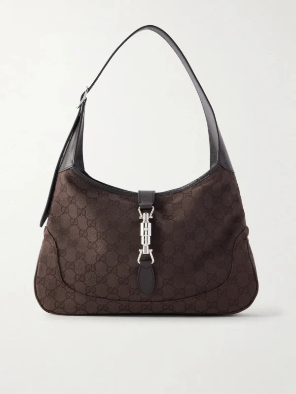 Gucci Jackie 1961 Leather-trimmed Canvas-jacquard Shoulder Bag